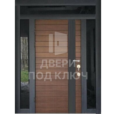 Трехстворчатая дверь с окошком по эскизу ДПК-12628